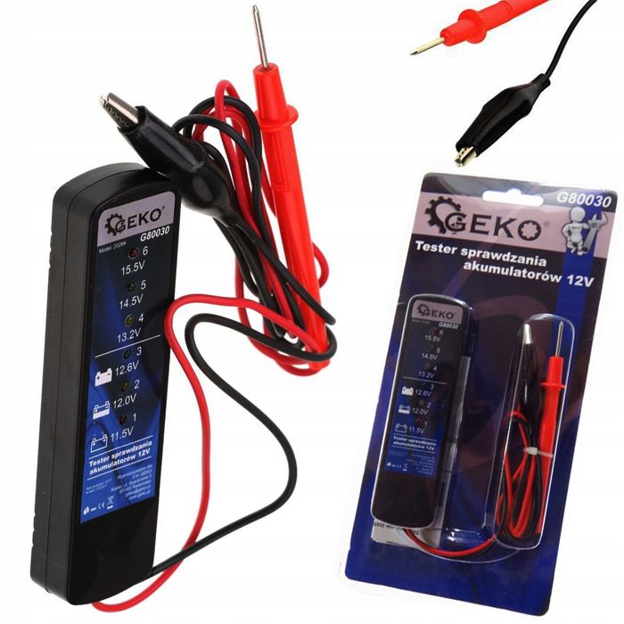 Тестер для проверки аккумулятора 12 V Geko G80030