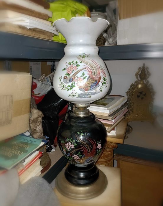 Table lamp, large, metal + porcelain
