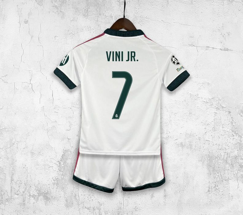 Komplet Strój Zestaw dziecięcy Real Madryt 26/27 domowy VINI JR. 7 UEFA Champions League wysyłka z polski 24h koszulka spodeki Liga Mistrzów