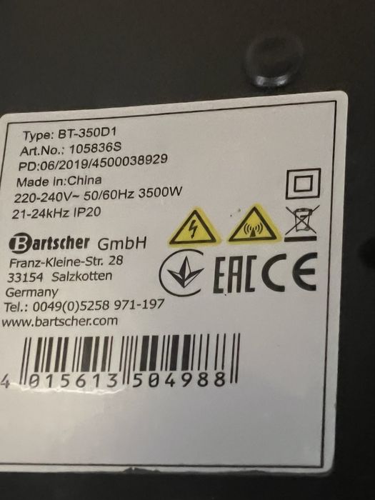 Placa dupla Indusao portátil , 3500w , avariada