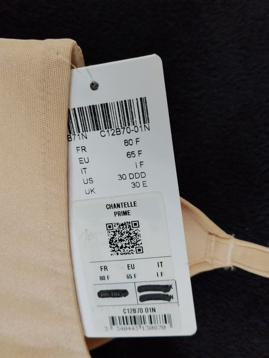 Chantelle zapinany z przodu beżowy cielisty 65F usztywniane spacer 3D