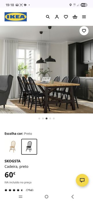2 Cadeiras preta Ikea Skogsta