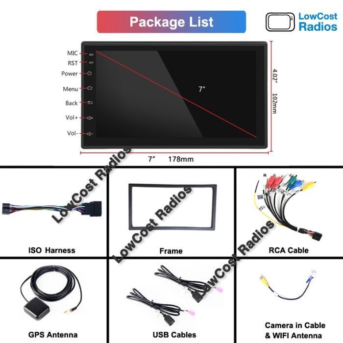 Rádio GPS 2DIN Universal • ANDROID • USB • Mãos livres • Ficha ISO
