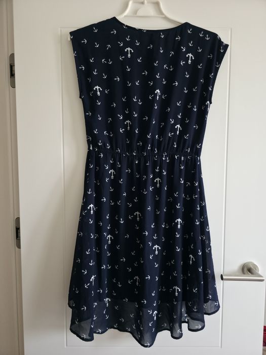 Sukienka Dunnes granatowa marynarska kotwice midi lato r. 38 M
