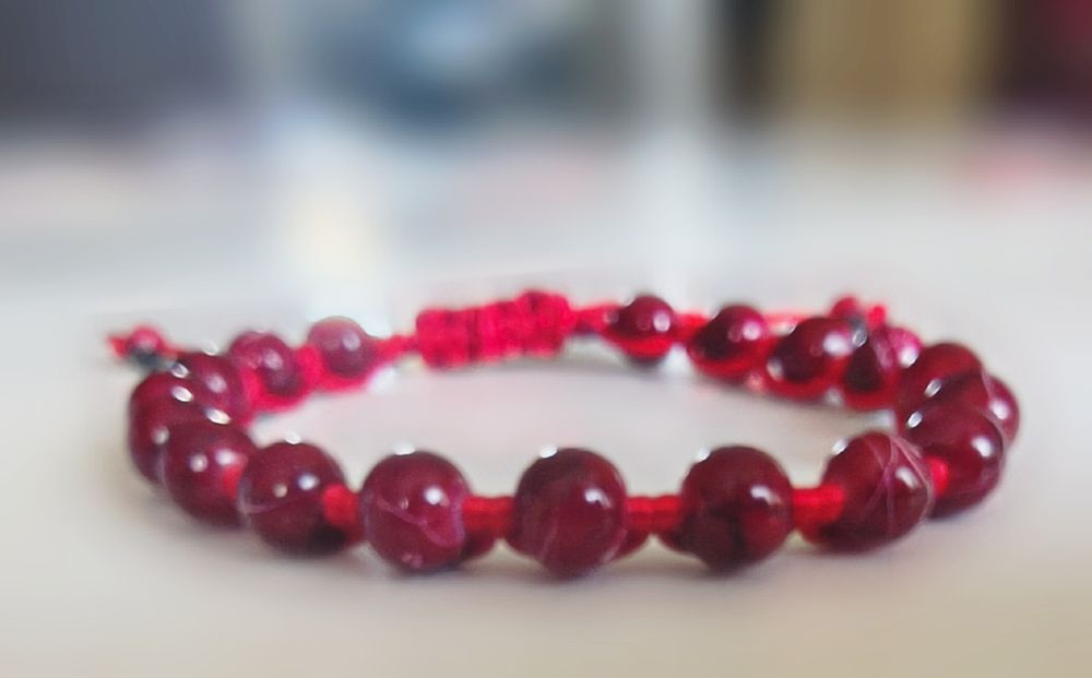 Bransoletka makrama handmade szklane koraliki