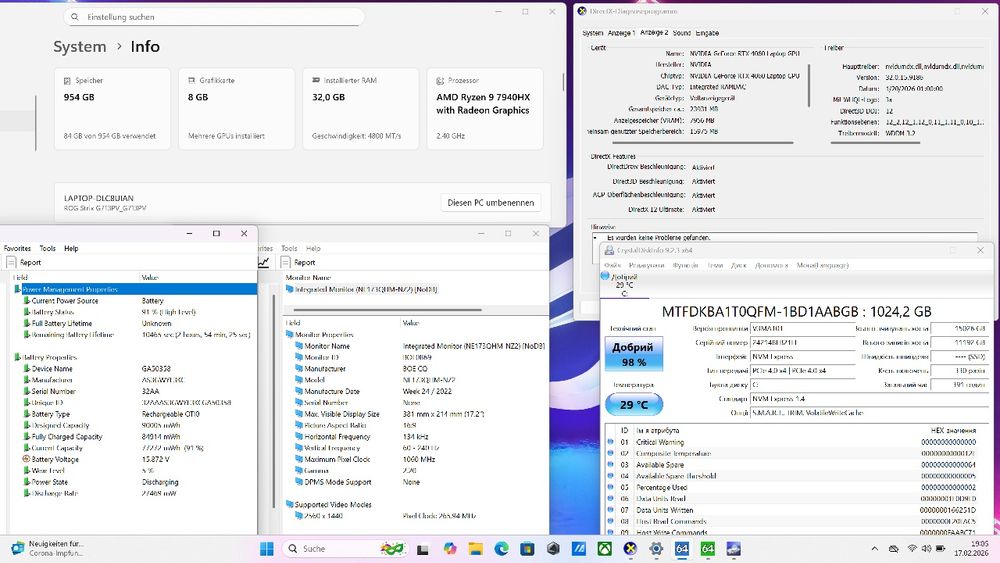 Ноутбук Asus Rog Strix! RTX 4060, R9 7940HX, 32gb/1tb, 240Hz 2.5k 17.3