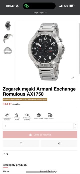 Zegarek Armani Exchange 1750 Pilot