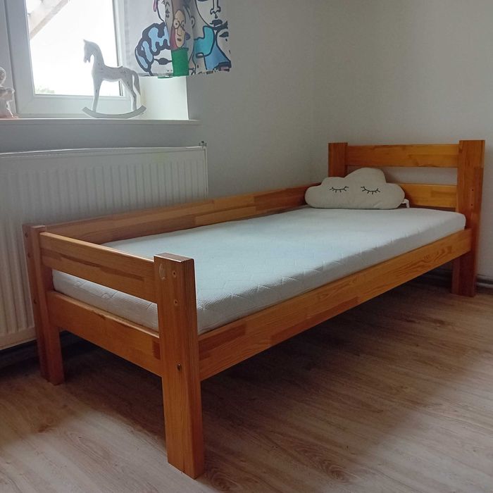 Łóżko sosnowe dziecko materac gryka kokos 80x200 jednoosobowe drewno drewniane dzieci dziecięce dziecka