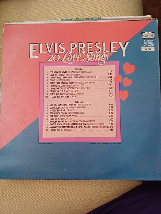 Disco vinil Elvis Presley 20 love songs
