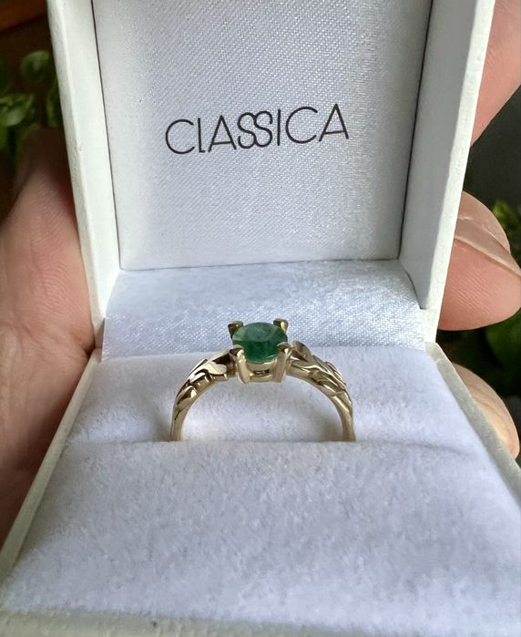 Pierścionek złoty ze szmaragdem naturalnym, gwarancja