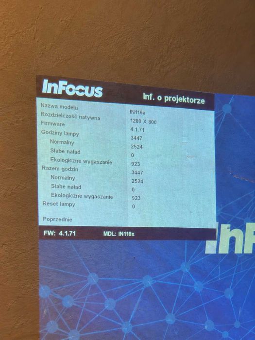 Projektor InFocus IN116x DLP WXGA 3200 ANSI HDMI - 3447 h lampy