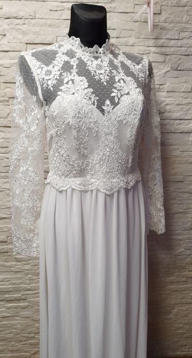 ?Sukienka,suknia,ślubna,ślub Boho 38/40 M/L,długi rękaw,etno