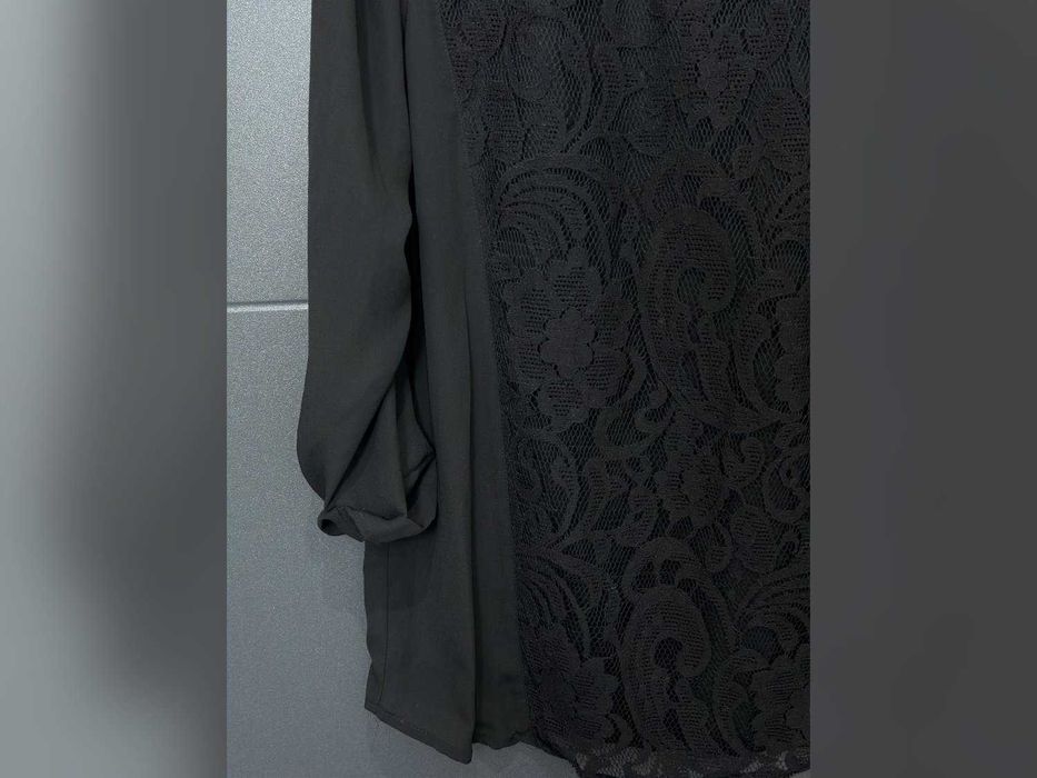 bluzka H&M czarna koronkowy panel długi rękaw XL 42