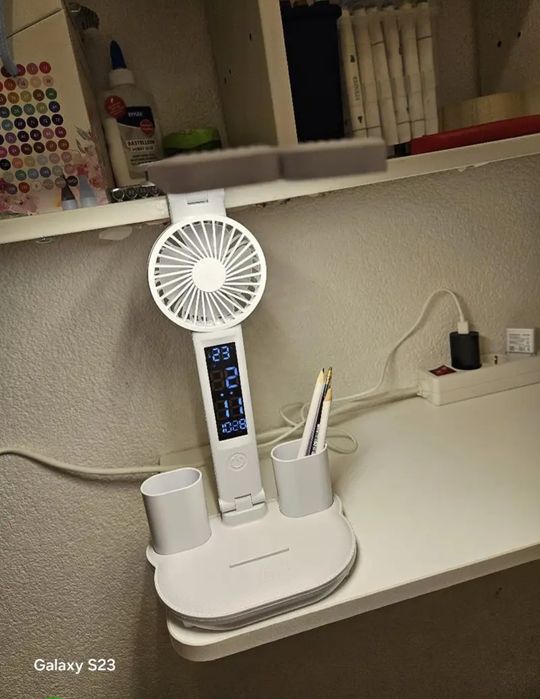 Настольная  светодиодная лампа сенсорная с вентилятором и часами