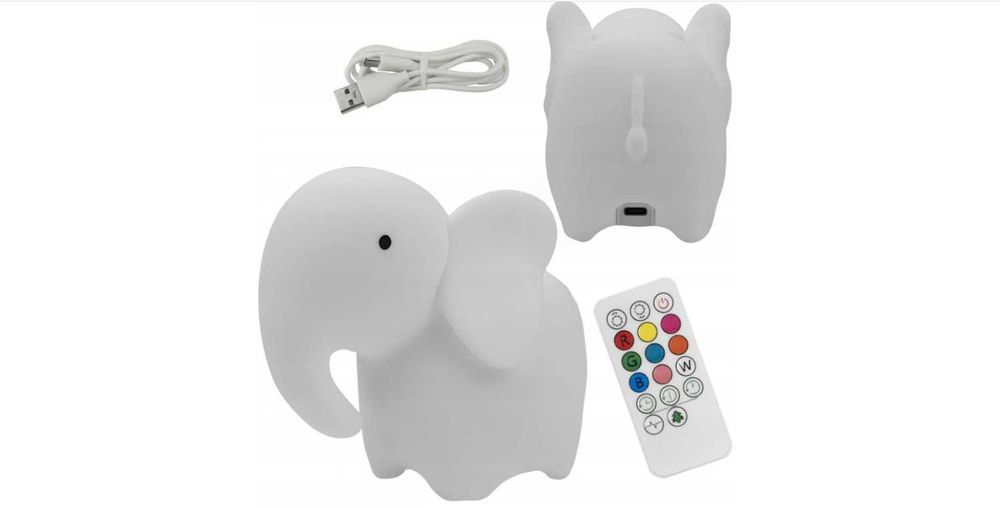 Słonik Silikonowa lampka nocna LED+ pilot