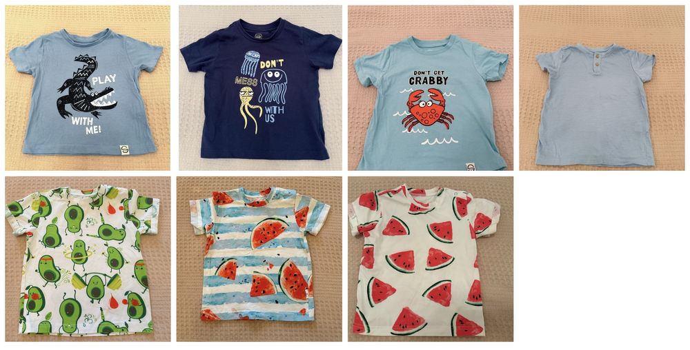 Футболки з класними принтами. 18-24міс та 24-36міс, зріст 92-98