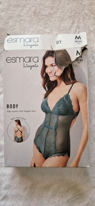 Koronkowe seksowne prześwitujące body z odkrytymi plecami M L