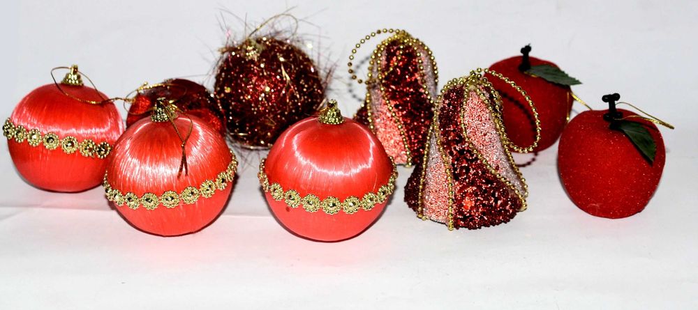 Zestaw Bezpiecznych Ozdób Choinkowych Burgund 9 sztuk