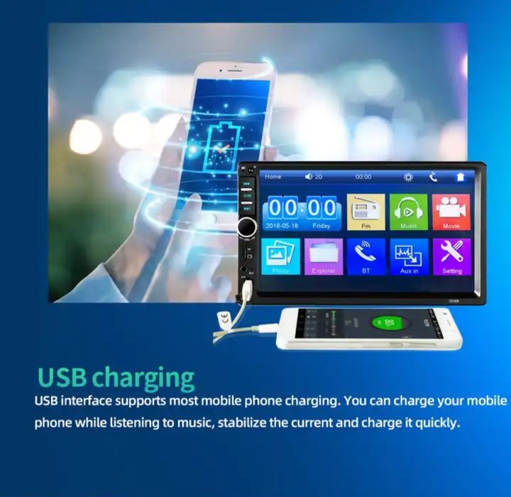 Rádio 2 Din ecrã táctil, USB, SD, BLUETOOTH, MirrorLink+Kit Mãos Livre