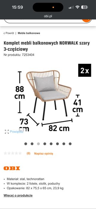 Komplet mebli balkonowych , ogrodowych badz do mieszkania 3 czesciowy