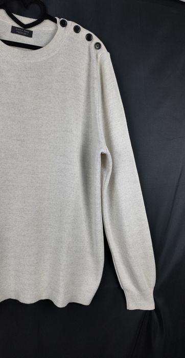 Zara Man Sweter L Kremowy Guziki Na Ramieniu