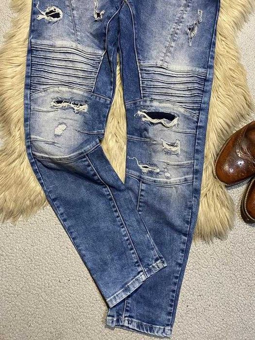 Рвані джинси скінні у рок стилі гранж панк