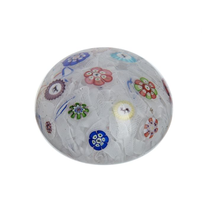 Cristal e vidro - Pisa-papéis Baccarat Millefiori - Século XIX