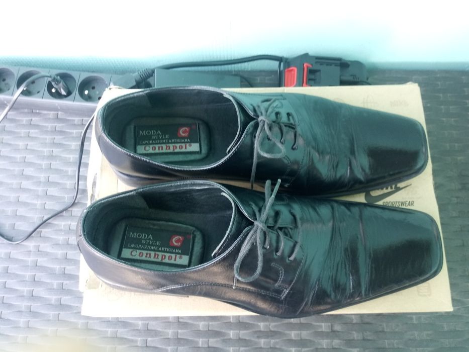 Buty męskie czarne skórzane rozmiar 44 Moda Style Conhpol
