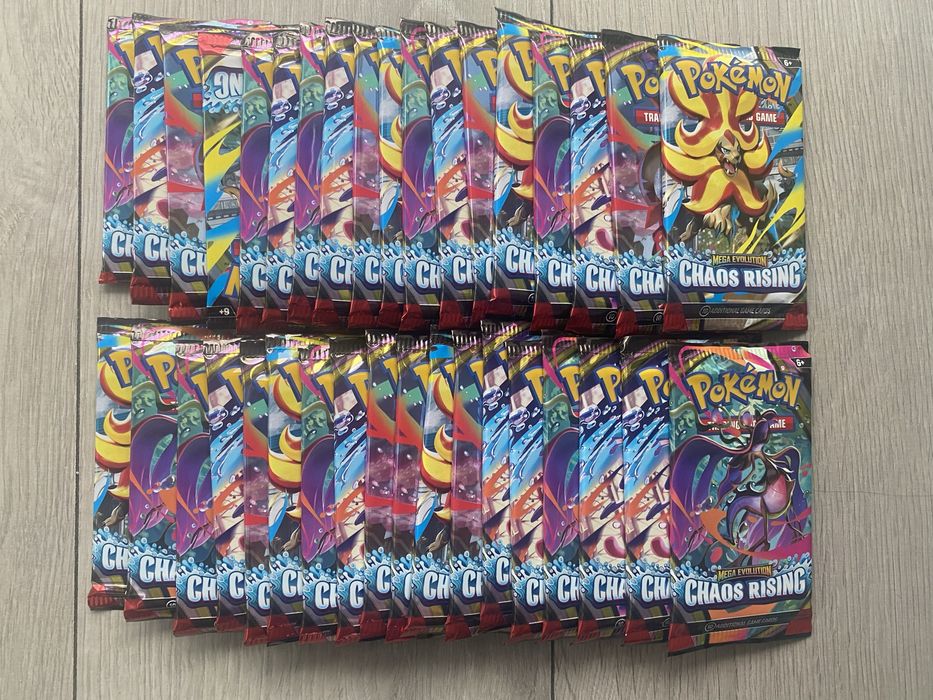 36 fabrycznie nowych  boosterów Pokémon TCG Mega Evolution – Chaos Rising Pokemon Karty