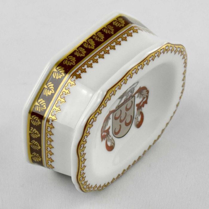 Saleiro em porcelana Porart decoração Escudo de Armas Pinto