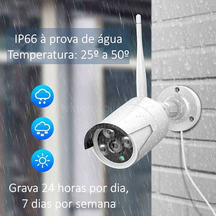 Conjunto 8 Canais ‼️ 4 Câmaras + Ecrã LCD ‼️ WiFi ‼️ Deteção Movimento