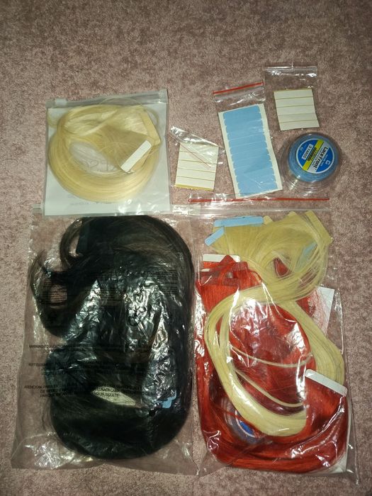 Włosy tape on czarne