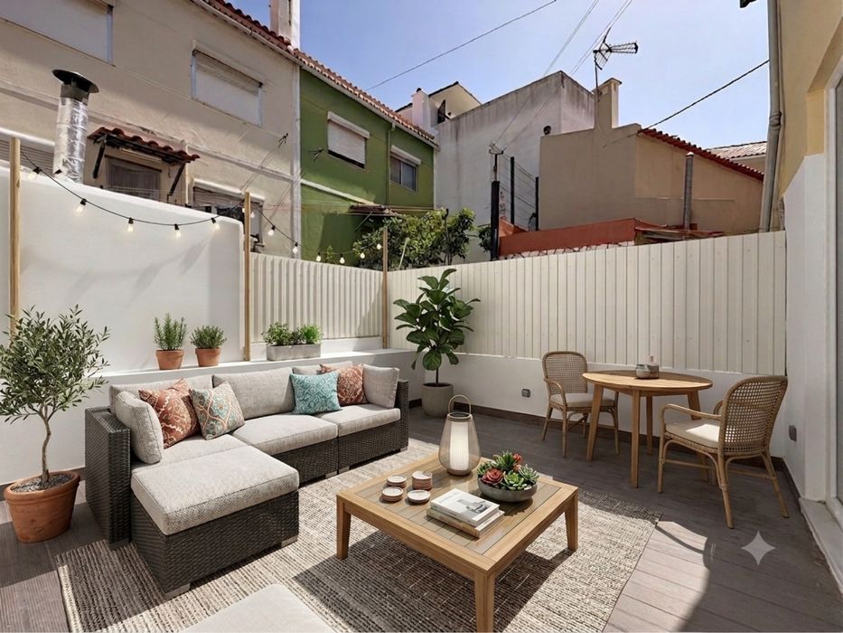 Apartamento t2 com logradouro totalmente renovado no feijo/almada