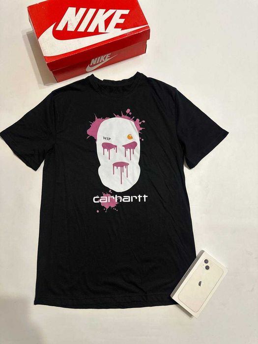 Футболка CARHARTT/чорна/футболки/ Кархарт/КАРХАРТ/МАСКА /WIP/ВІП/ВІП/ унісекс/ Маска WIP.