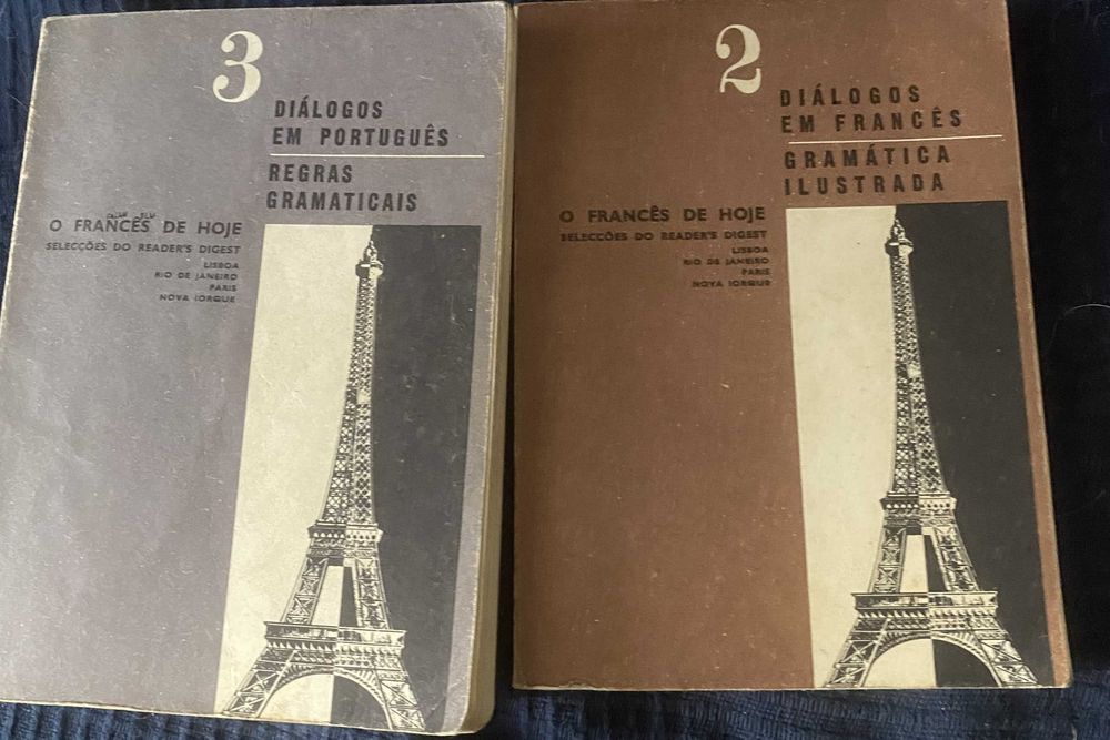 livro dialogos em frances portugues, regras gramaticais e ilustrada