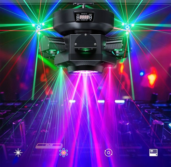 Lampa  NOWA Głowica Ruchoma LED 150W 6 Ramion Bee Eye Laser DMX DJ