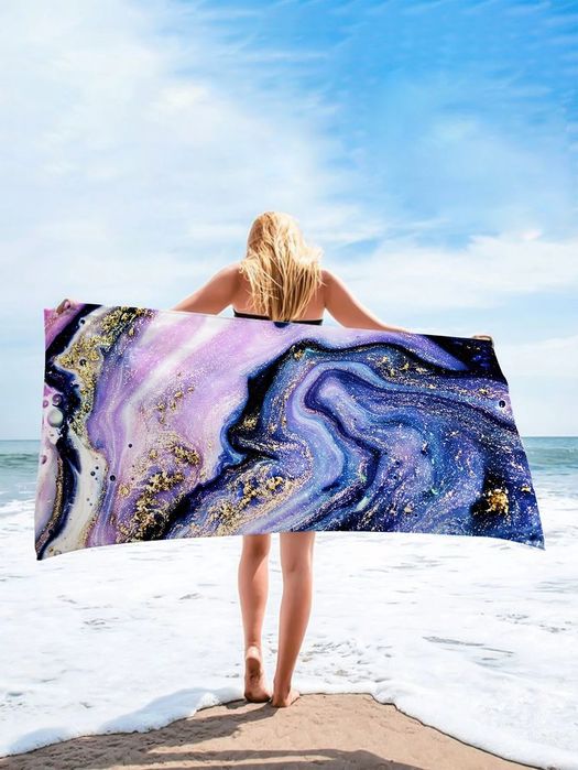 Ręcznik Plażowy Z Marmurowym Wzorem