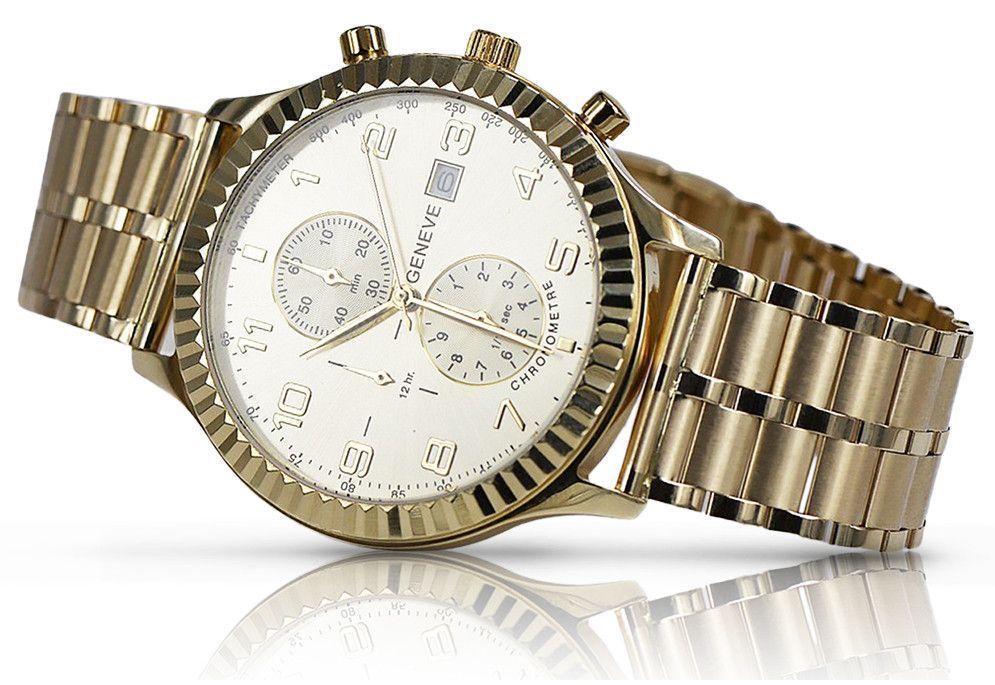 Złoty zegarek z bransoletą męski 14k Geneve mw007y&mbw007y Katowice