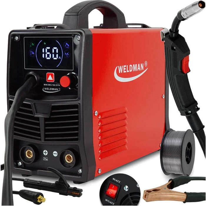 Spawarka inwerterowa migomat 160A bezgazowy na 230V Weldman Flux