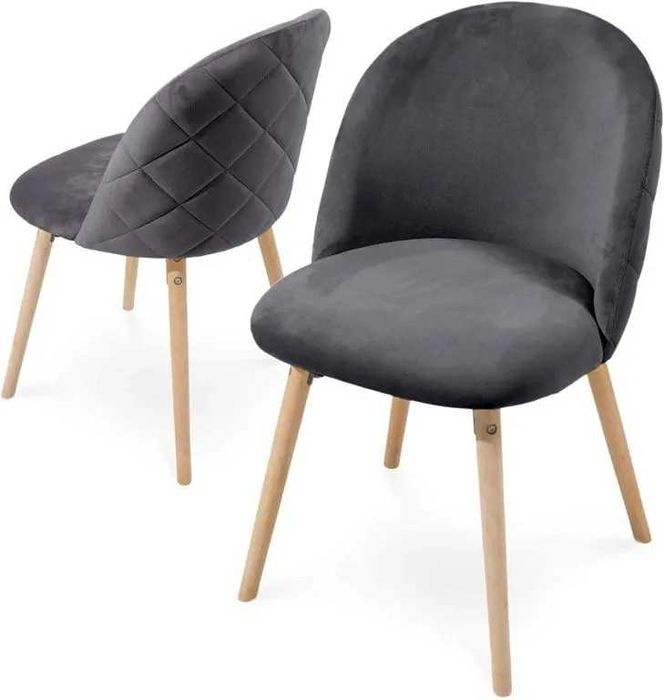 Zestaw krzeseł do jadalni Velvet, ciemnoszary, 4 szt