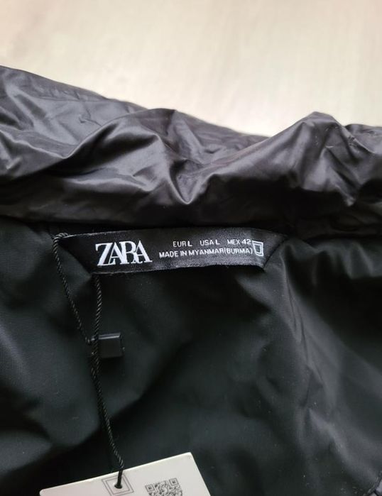 Куртка зимова довга курточка пуховик парка чорна L Л zara 8281/402