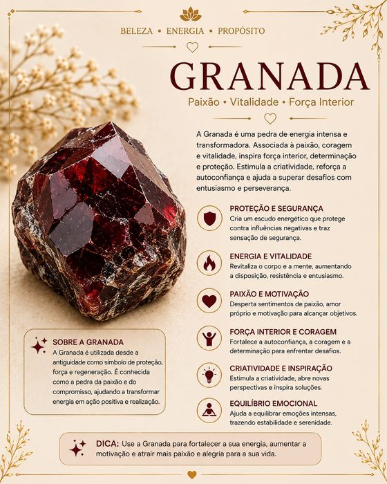 Pulseira de pedras naturais-Granada
