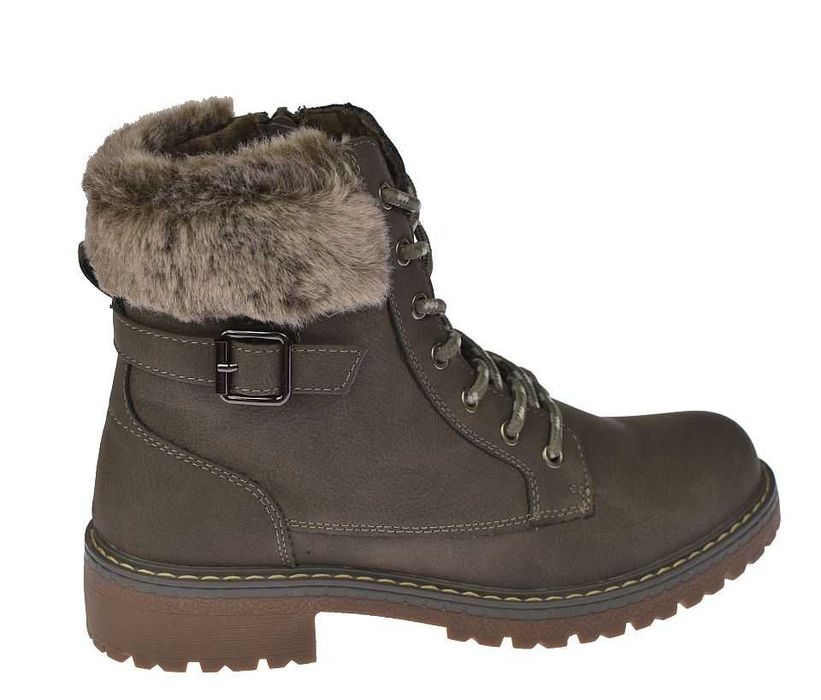 Botki damskie ocieplane glany na zamek trapery B-3-1344 szare rozm. 37