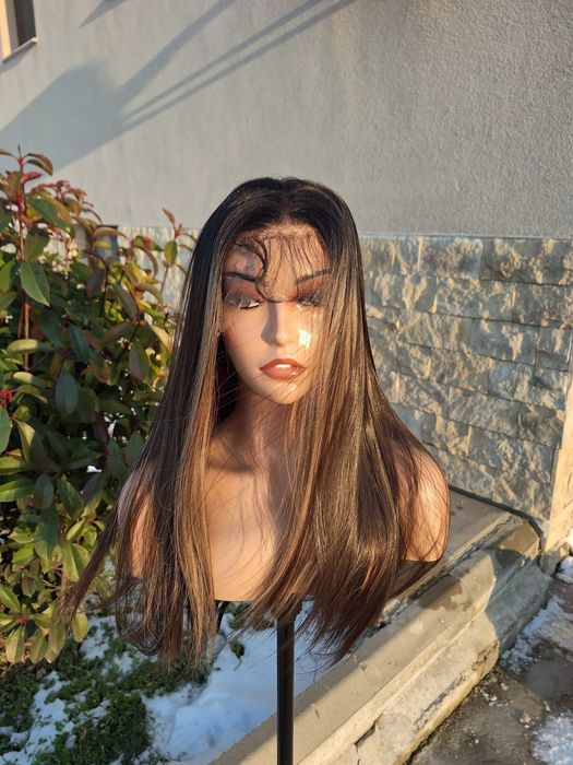 Długa Prosta Ciemna Peruka Na Koronkowej Siateczce Lace Front Wig