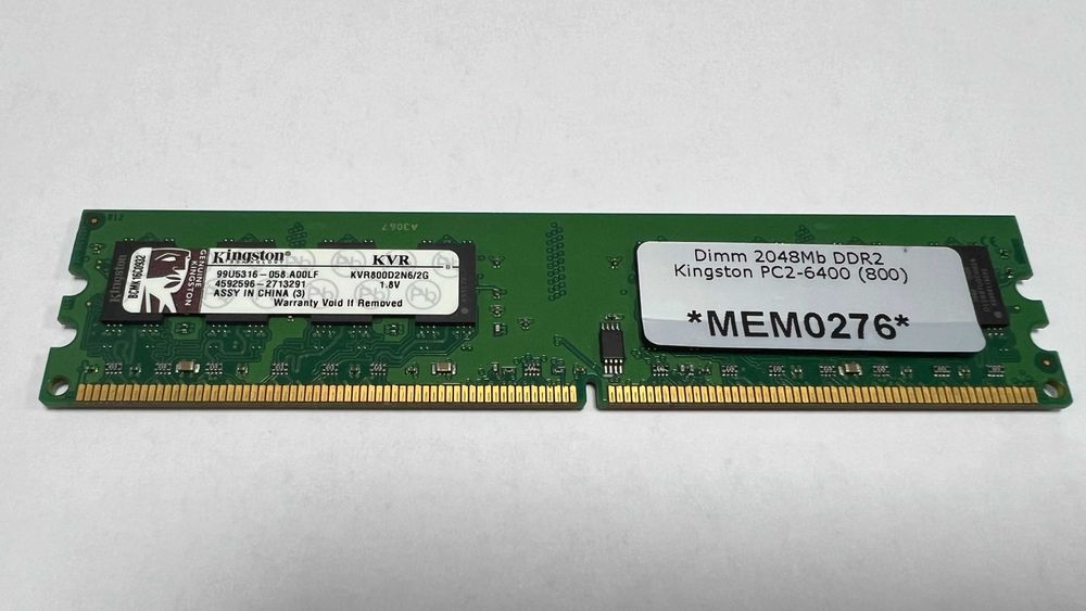 Kingston RAM Memory 2 GB DDR2 800 MHz PC6400 CL6 - KVR800D2N6/2G64751276105859121