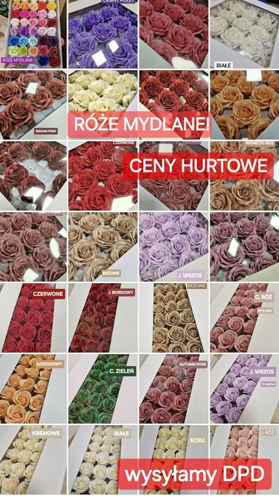 Róże mydlane PUDEŁKA FLOWER BOX ceny hurtowe dla kwiaciarni Pud
