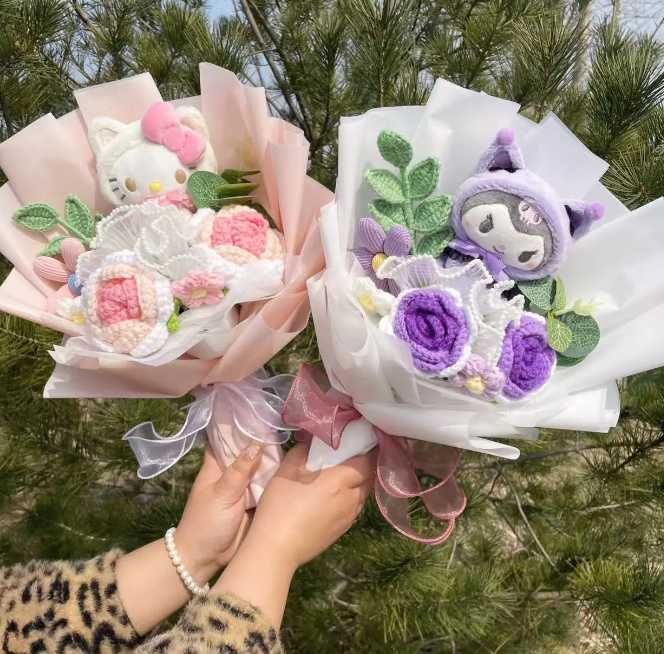 Bouquet de flores artificiais da hello kitty e sario NOVO ENVIO GRÁTIS