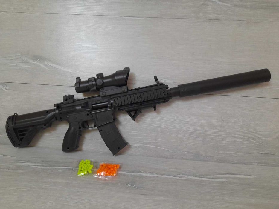 Автомат на пульках 6мм лазер БР26-1А, 65см оптика х6. детский, 4-6лет