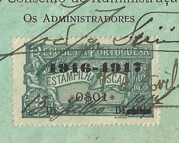 Recibo antigo 1917 - Seguros A MUTUALIDADE PORTUGUESA - selo fiscal