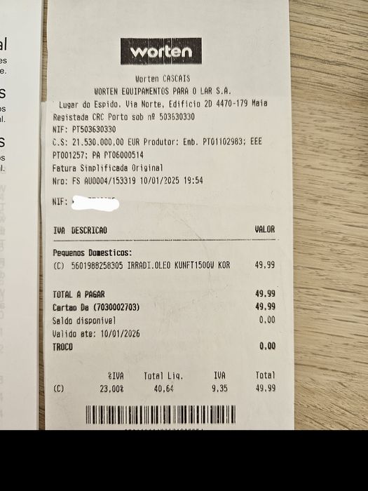 Aquecedor a óleo KUNFT